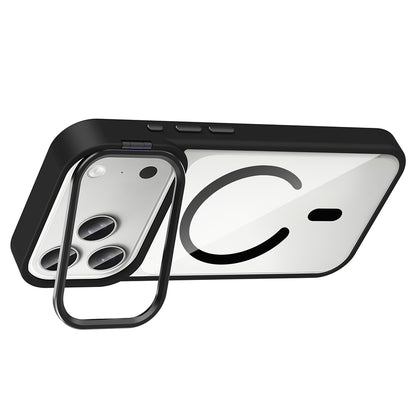 Apple iPhone 17 Pro Kılıf Standlı ve Kamera Lens Hediyeli M-Safe Şarj Özellikli Zore Etro Kapak