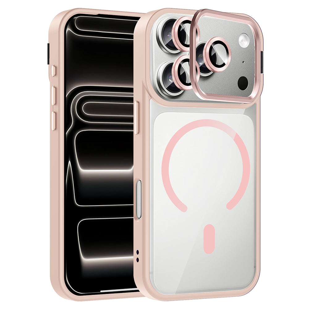Apple iPhone 17 Pro Kılıf Standlı ve Kamera Lens Hediyeli M-Safe Şarj Özellikli Zore Etro Kapak