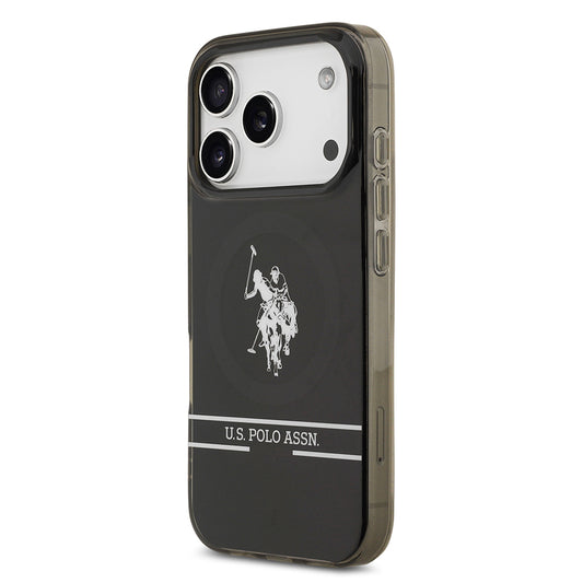 iPhone 17 Pro Kılıf U.S. Polo Assn. Orjinal Lisanslı M-safe Şarj Özellikli IML Double Horse Stripe Logolu Kapak