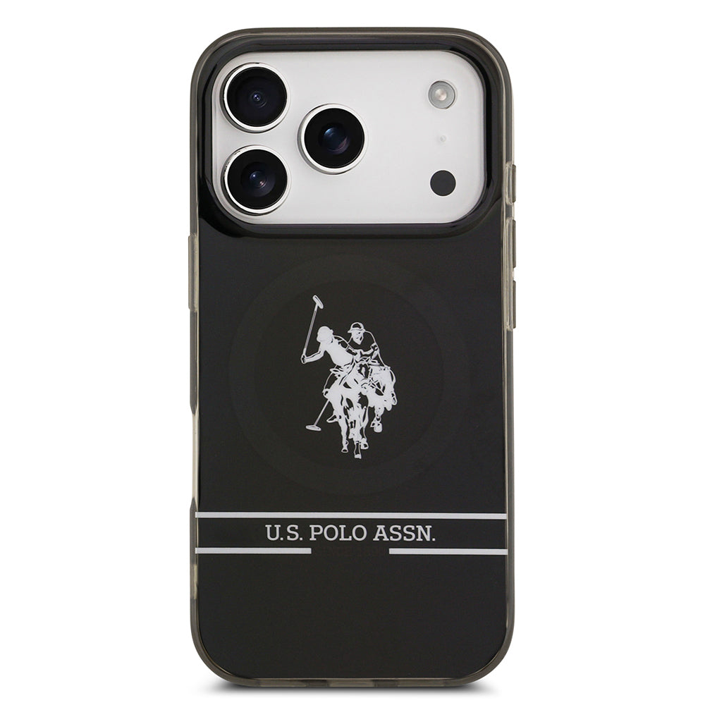 iPhone 17 Pro Kılıf U.S. Polo Assn. Orjinal Lisanslı M-safe Şarj Özellikli IML Double Horse Stripe Logolu Kapak