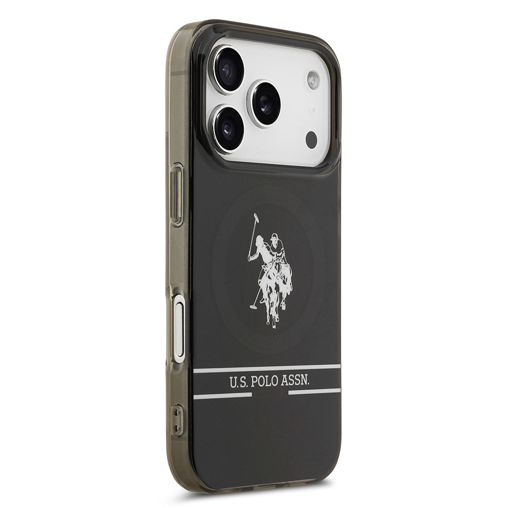iPhone 17 Pro Kılıf U.S. Polo Assn. Orjinal Lisanslı M-safe Şarj Özellikli IML Double Horse Stripe Logolu Kapak