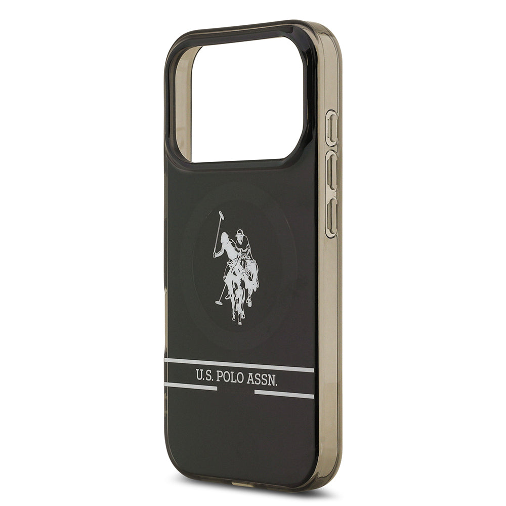 iPhone 17 Pro Kılıf U.S. Polo Assn. Orjinal Lisanslı M-safe Şarj Özellikli IML Double Horse Stripe Logolu Kapak