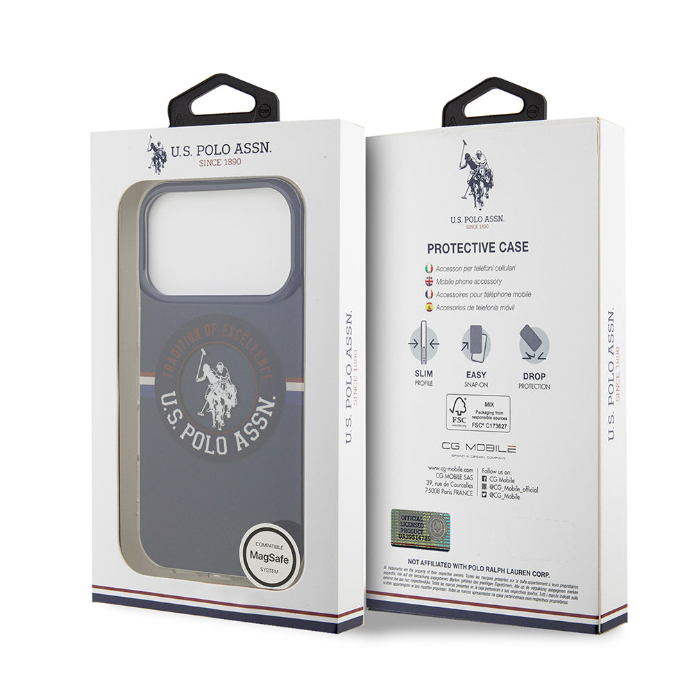 iPhone 17 Pro Kılıf U.S. Polo Assn. Orjinal Lisanslı M-safe Şarj Özellikli IML Stripe Logolu Kapak