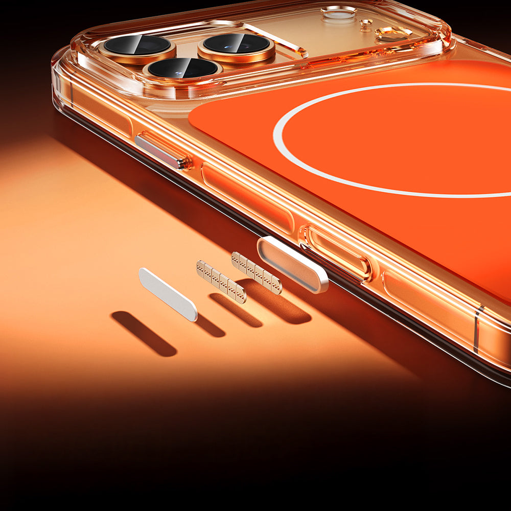 Apple iPhone 17 Pro Kılıf Zore M-safe Şarj Özellikli Şeffaf Kamera Kontrol Butonlu Lugano Kapak
