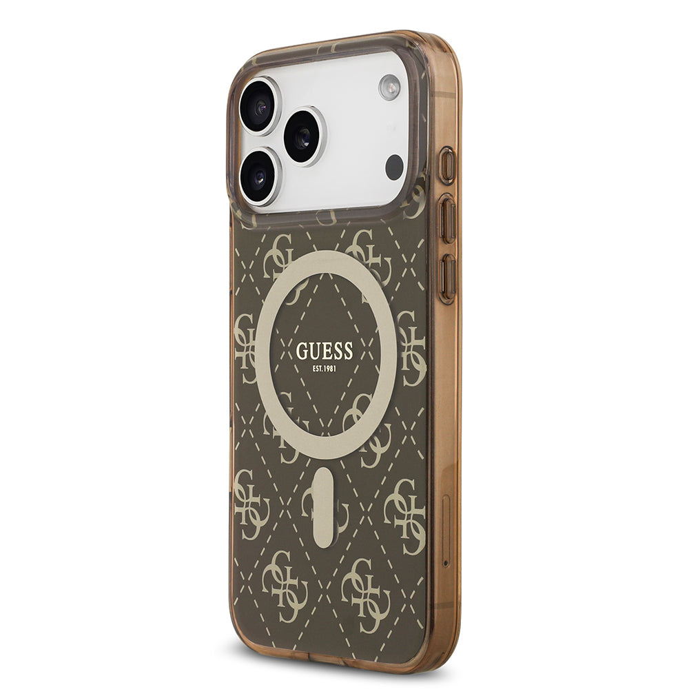 iPhone 17 Pro Max Kılıf Guess Orjinal Lisanslı M-safe Şarj Özellikli IML Baskılı Klasik Logolu 4G Desenli Kapak