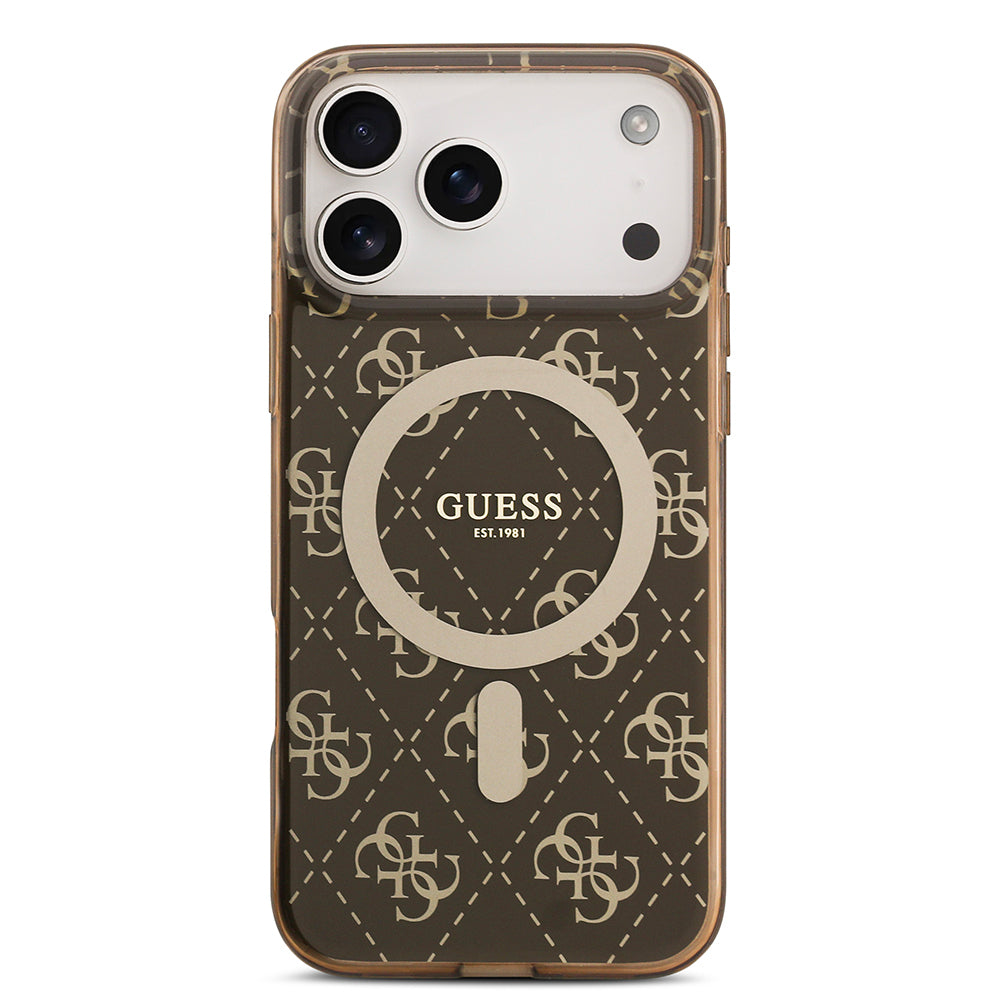 iPhone 17 Pro Max Kılıf Guess Orjinal Lisanslı M-safe Şarj Özellikli IML Baskılı Klasik Logolu 4G Desenli Kapak