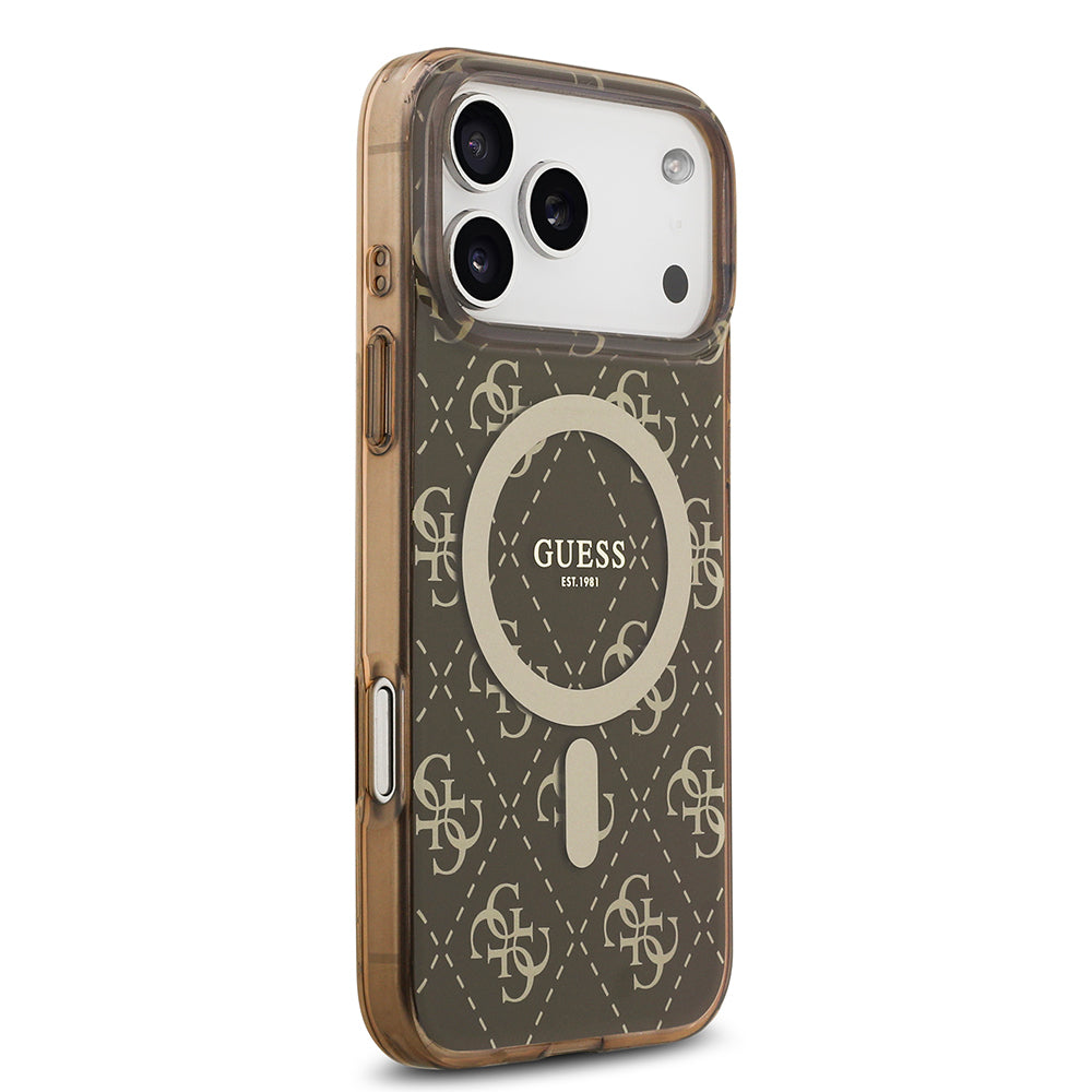 iPhone 17 Pro Max Kılıf Guess Orjinal Lisanslı M-safe Şarj Özellikli IML Baskılı Klasik Logolu 4G Desenli Kapak