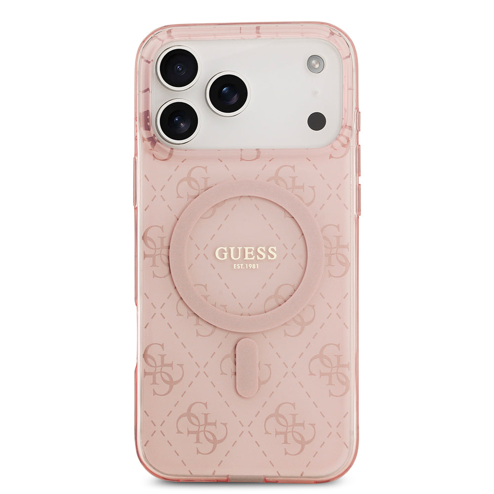 iPhone 17 Pro Max Kılıf Guess Orjinal Lisanslı M-safe Şarj Özellikli IML Baskılı Klasik Logolu 4G Desenli Kapak