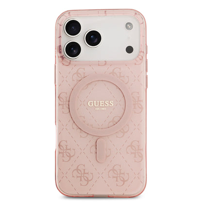 iPhone 17 Pro Max Kılıf Guess Orjinal Lisanslı M-safe Şarj Özellikli IML Baskılı Klasik Logolu 4G Desenli Kapak