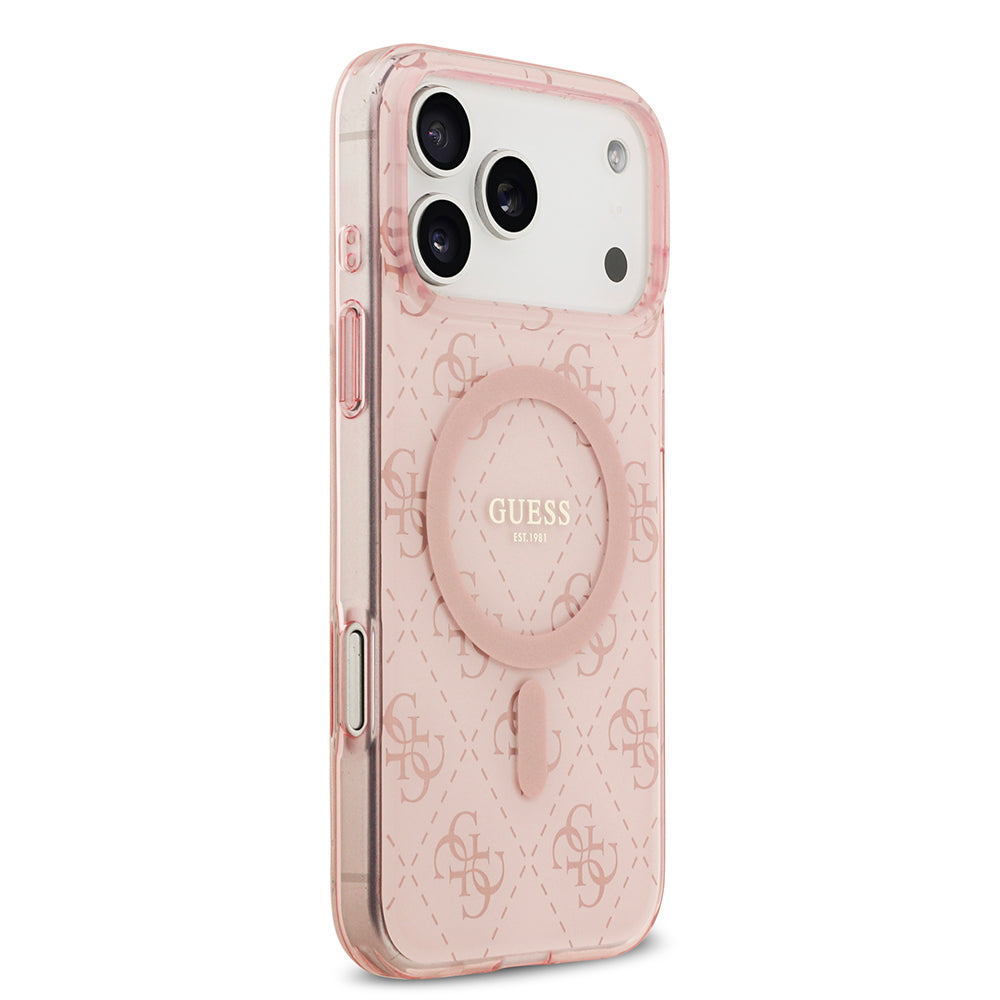 iPhone 17 Pro Max Kılıf Guess Orjinal Lisanslı M-safe Şarj Özellikli IML Baskılı Klasik Logolu 4G Desenli Kapak