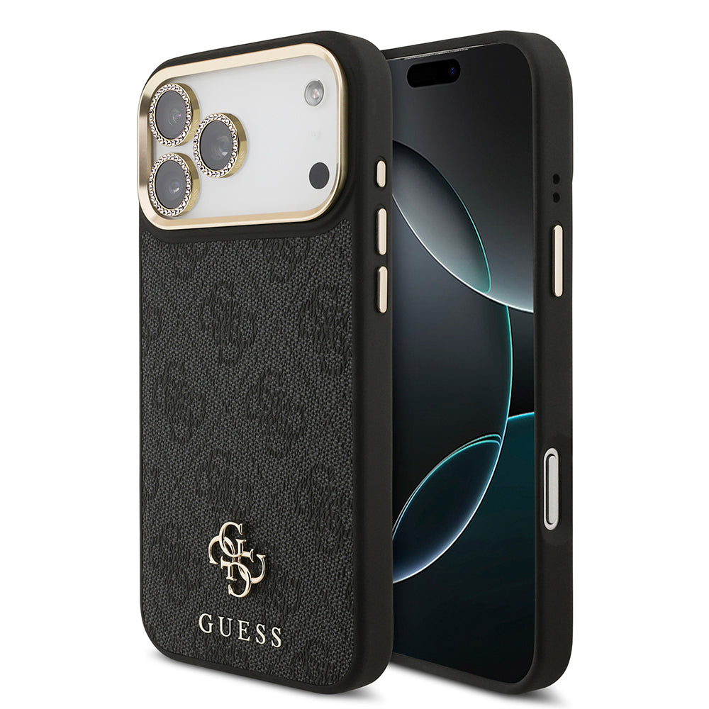 iPhone 17 Pro Max Guess Orjinal Lisanslı 4G ve Yazı Logolu Kılıf + Ekran Koruyucu + Lens Koruyucu 3in1 Aksesuar Seti