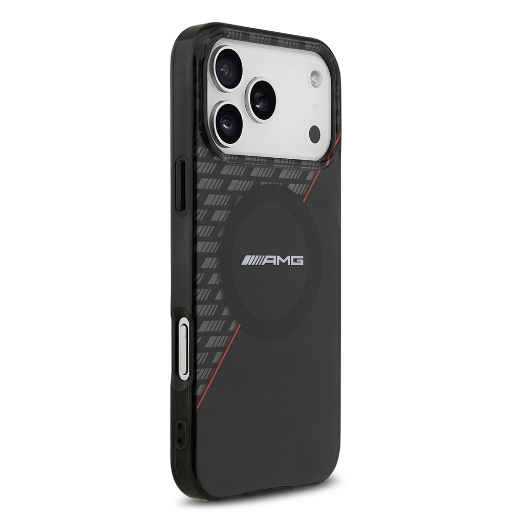 iPhone 17 Pro Max Kılıf AMG Orjinal Lisanslı M-safe Şarj Özellikli Çift Katmanlı Kırmızı Çapraz Çizgili Kapak