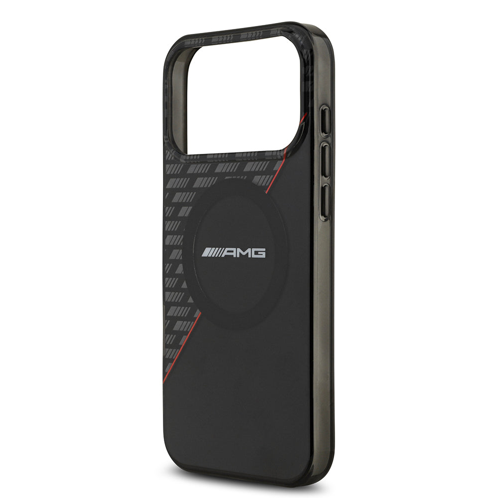 iPhone 17 Pro Max Kılıf AMG Orjinal Lisanslı M-safe Şarj Özellikli Çift Katmanlı Kırmızı Çapraz Çizgili Kapak
