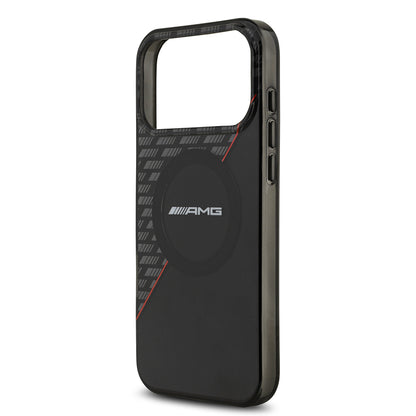 iPhone 17 Pro Max Kılıf AMG Orjinal Lisanslı M-safe Şarj Özellikli Çift Katmanlı Kırmızı Çapraz Çizgili Kapak