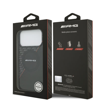 iPhone 17 Pro Max Kılıf AMG Orjinal Lisanslı M-safe Şarj Özellikli Çift Katmanlı Kırmızı Çapraz Çizgili Kapak