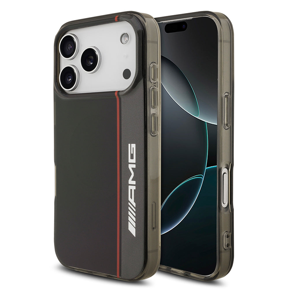 iPhone 17 Pro Max Kılıf AMG Orjinal Lisanslı M-safe Şarj Özellikli IML Baskı Logolu Çift Katmanlı Bow Lines Kapak