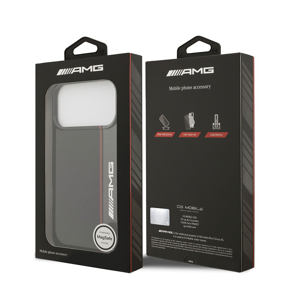 iPhone 17 Pro Max Kılıf AMG Orjinal Lisanslı M-safe Şarj Özellikli IML Baskı Logolu Çift Katmanlı Bow Lines Kapak