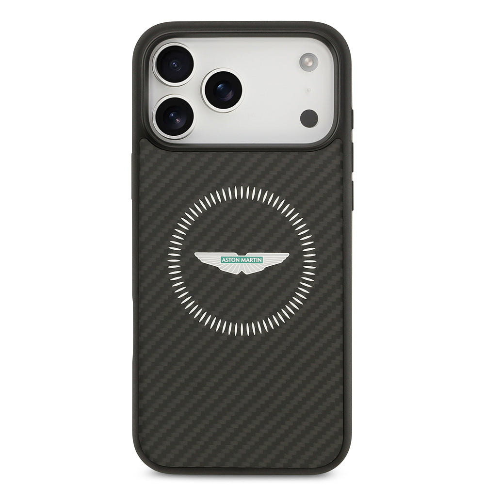 iPhone 17 Pro Max Kılıf Aston Martin Orjinal Lisanslı M-safe Şarj Özellikli Karbon Fiber Kevlar Kapak