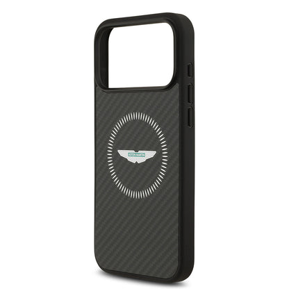 iPhone 17 Pro Max Kılıf Aston Martin Orjinal Lisanslı M-safe Şarj Özellikli Karbon Fiber Kevlar Kapak