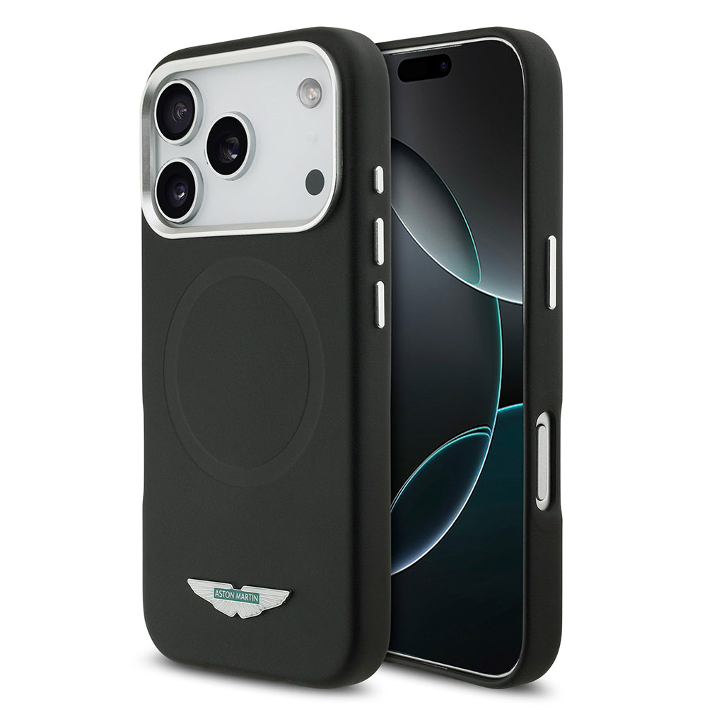iPhone 17 Pro Max Kılıf Aston Martin Orjinal Lisanslı M-safe Şarj Özellikli Metal Logolu PU Deri Kapak