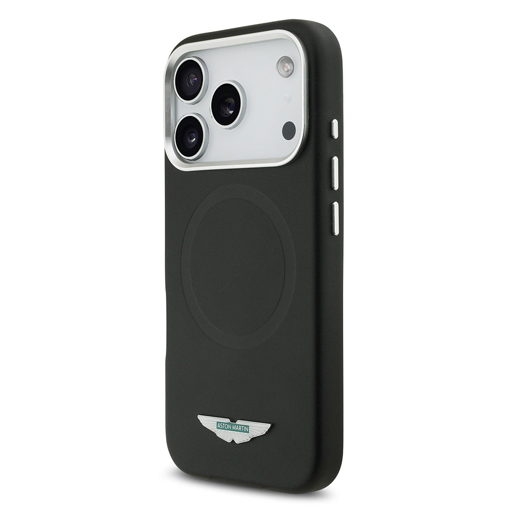 iPhone 17 Pro Max Kılıf Aston Martin Orjinal Lisanslı M-safe Şarj Özellikli Metal Logolu PU Deri Kapak