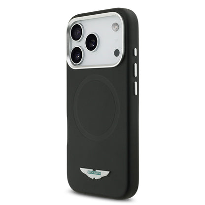 iPhone 17 Pro Max Kılıf Aston Martin Orjinal Lisanslı M-safe Şarj Özellikli Metal Logolu PU Deri Kapak