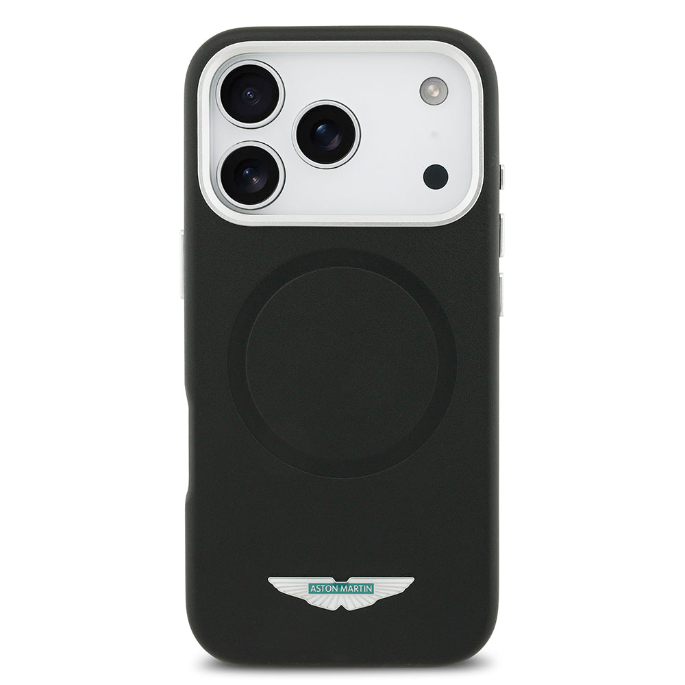 iPhone 17 Pro Max Kılıf Aston Martin Orjinal Lisanslı M-safe Şarj Özellikli Metal Logolu PU Deri Kapak