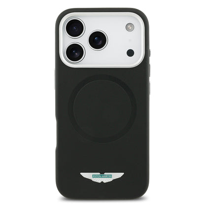 iPhone 17 Pro Max Kılıf Aston Martin Orjinal Lisanslı M-safe Şarj Özellikli Metal Logolu PU Deri Kapak