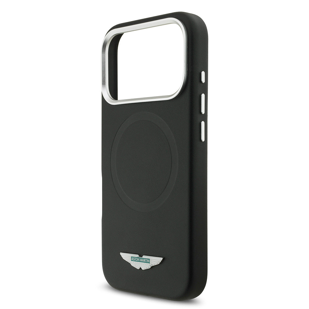 iPhone 17 Pro Max Kılıf Aston Martin Orjinal Lisanslı M-safe Şarj Özellikli Metal Logolu PU Deri Kapak