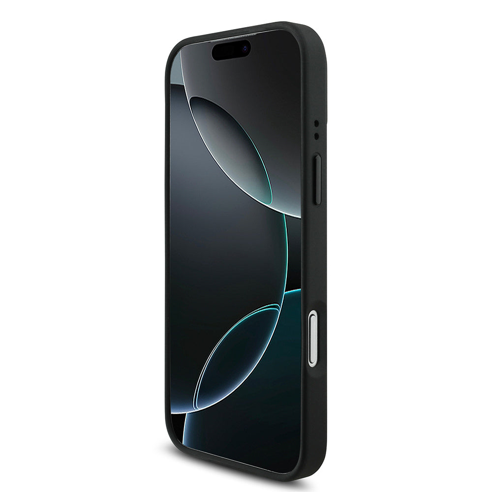 iPhone 17 Pro Max Kılıf BMW Orjinal Lisanslı M-safe Şarj Özellikli Deri Arka Yüzey Metal Logolu Delikli Şerit Tasarımlı Kapak
