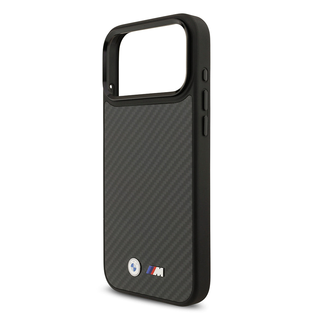 iPhone 17 Pro Max Kılıf BMW Orjinal Lisanslı M-safe Şarj Özellikli Karbon Fiber Metal Logolu Kevlar Kapak