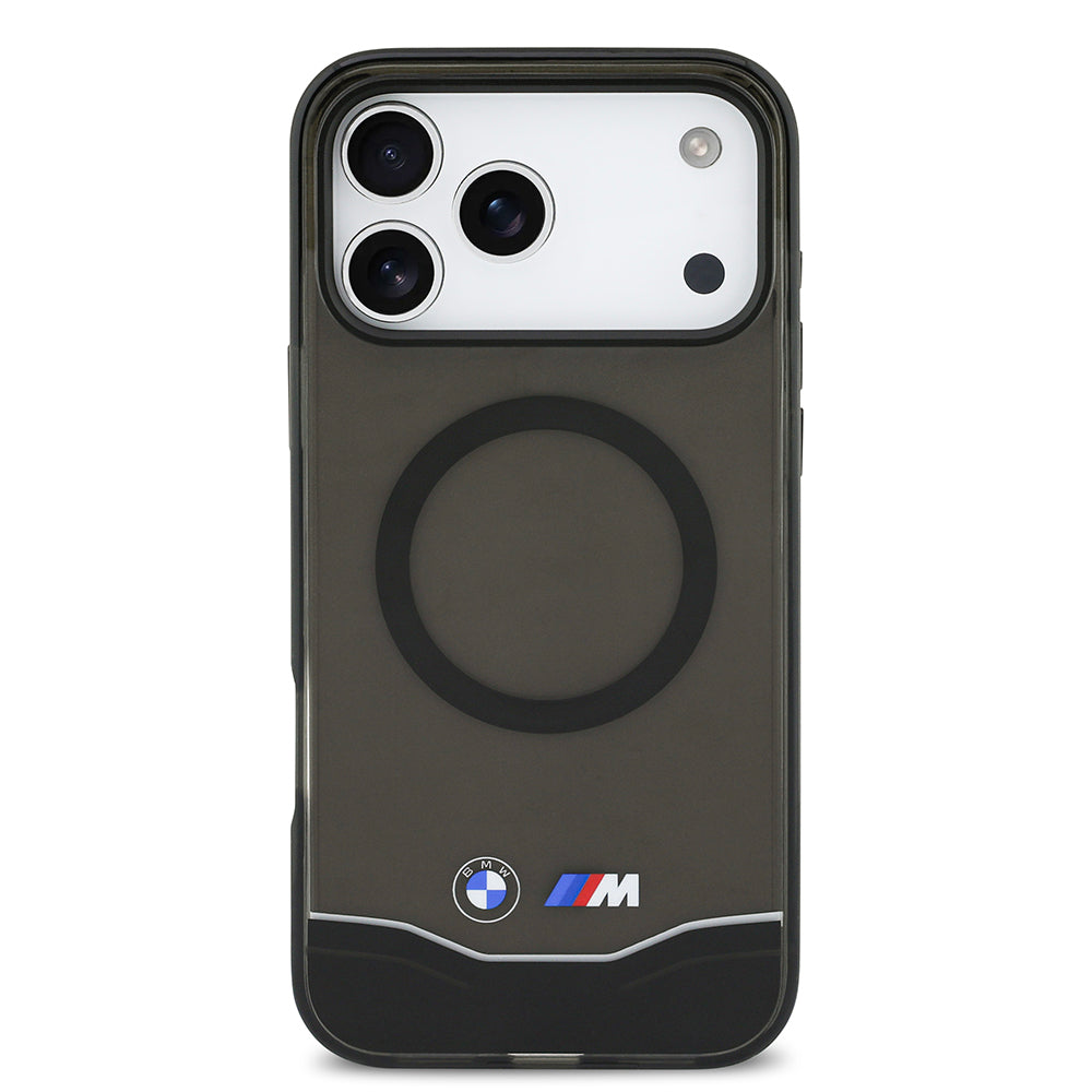 iPhone 17 Pro Max Kılıf BMW Orjinal Lisanslı M-safe Şarj Özellikli Metal Buton Tasarımlı Tranparan M Dizayn Kapak
