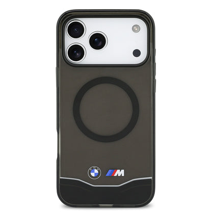 iPhone 17 Pro Max Kılıf BMW Orjinal Lisanslı M-safe Şarj Özellikli Metal Buton Tasarımlı Tranparan M Dizayn Kapak
