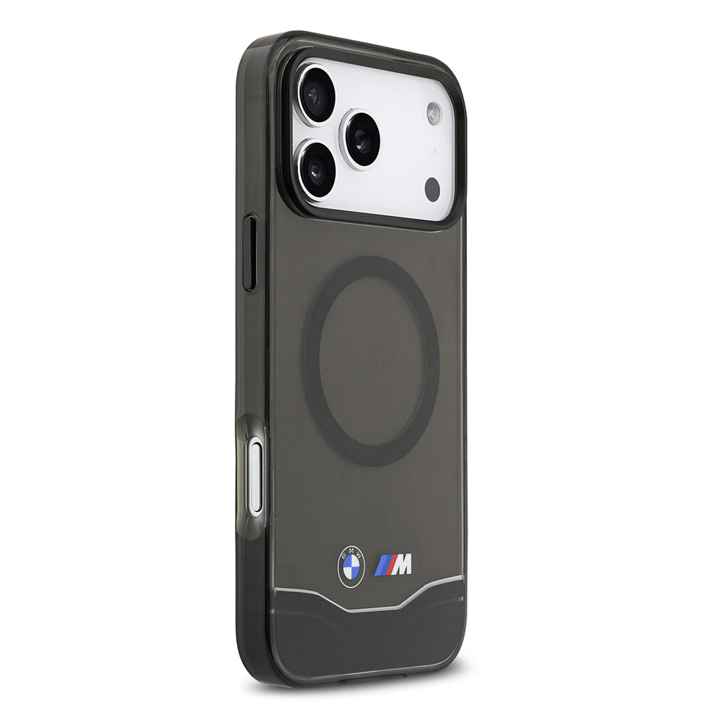 iPhone 17 Pro Max Kılıf BMW Orjinal Lisanslı M-safe Şarj Özellikli Metal Buton Tasarımlı Tranparan M Dizayn Kapak