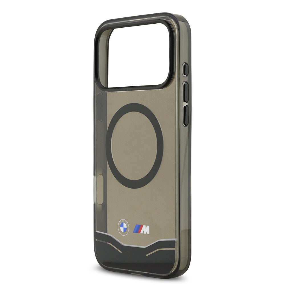 iPhone 17 Pro Max Kılıf BMW Orjinal Lisanslı M-safe Şarj Özellikli Metal Buton Tasarımlı Tranparan M Dizayn Kapak