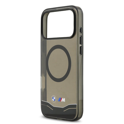 iPhone 17 Pro Max Kılıf BMW Orjinal Lisanslı M-safe Şarj Özellikli Metal Buton Tasarımlı Tranparan M Dizayn Kapak