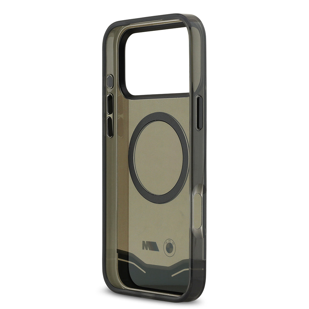 iPhone 17 Pro Max Kılıf BMW Orjinal Lisanslı M-safe Şarj Özellikli Metal Buton Tasarımlı Tranparan M Dizayn Kapak