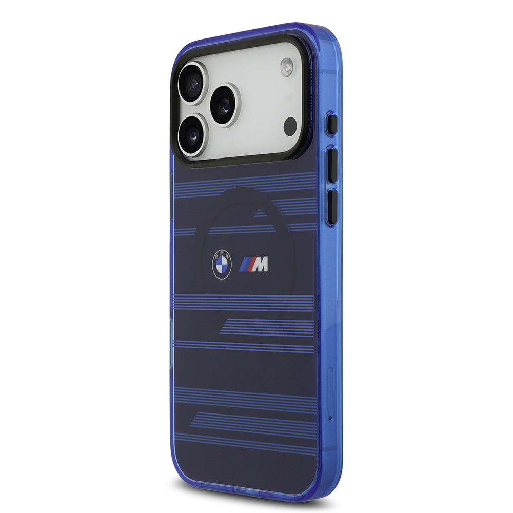 iPhone 17 Pro Max Kılıf BMW Orjinal Lisanslı M-safe Şarj Özellikli Metal Kamera Butonlu Yatay Şeritli M Dizayn Kapak