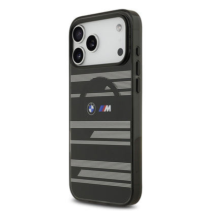 iPhone 17 Pro Max Kılıf BMW Orjinal Lisanslı M-safe Şarj Özellikli Metal Kamera Butonlu Yatay Şeritli M Dizayn Kapak