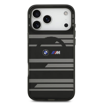 iPhone 17 Pro Max Kılıf BMW Orjinal Lisanslı M-safe Şarj Özellikli Metal Kamera Butonlu Yatay Şeritli M Dizayn Kapak