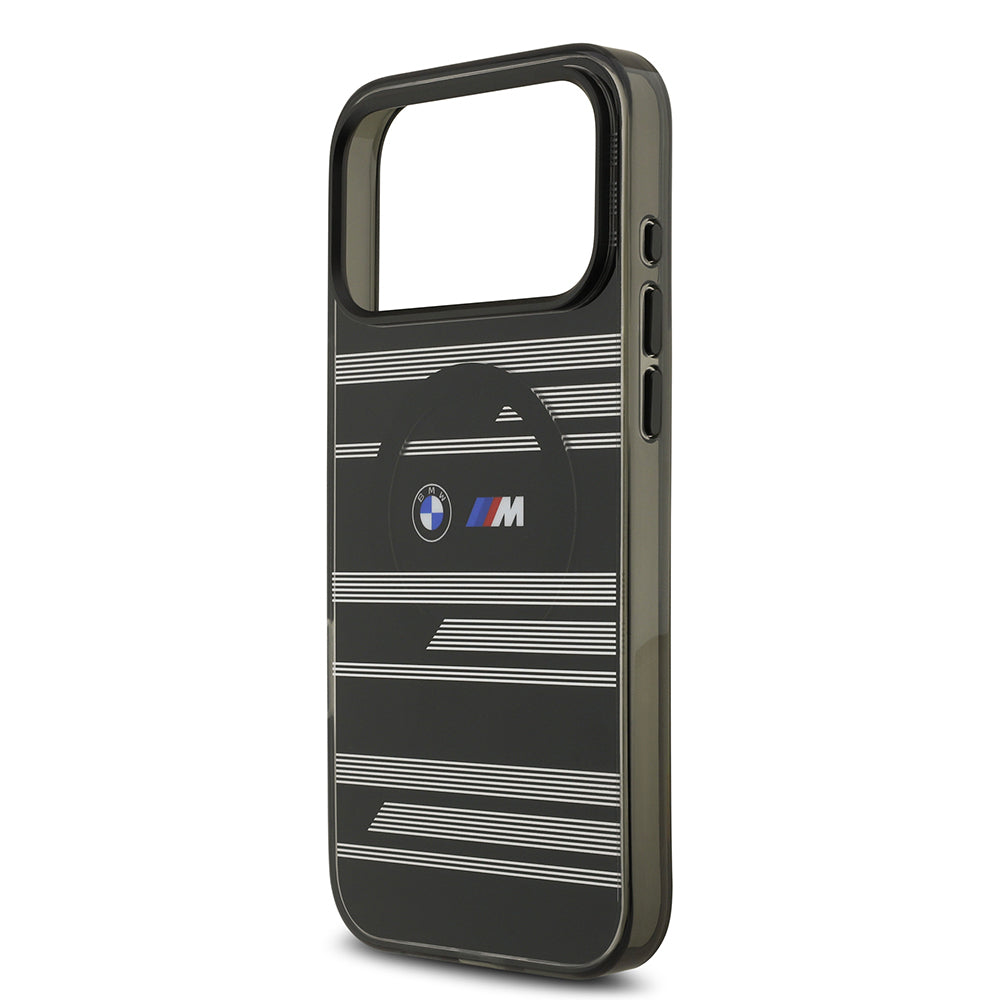 iPhone 17 Pro Max Kılıf BMW Orjinal Lisanslı M-safe Şarj Özellikli Metal Kamera Butonlu Yatay Şeritli M Dizayn Kapak