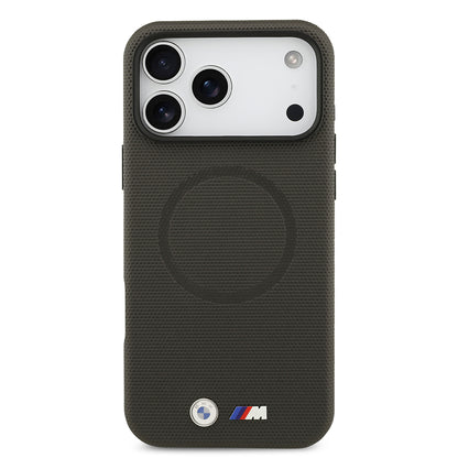iPhone 17 Pro Max Kılıf BMW Orjinal Lisanslı M-safe Şarj Özellikli Metal Logolu Delikli M Dizayn Deri Kapak