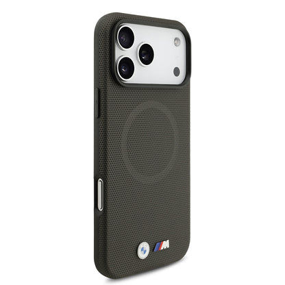 iPhone 17 Pro Max Kılıf BMW Orjinal Lisanslı M-safe Şarj Özellikli Metal Logolu Delikli M Dizayn Deri Kapak