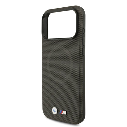 iPhone 17 Pro Max Kılıf BMW Orjinal Lisanslı M-safe Şarj Özellikli Metal Logolu Delikli M Dizayn Deri Kapak