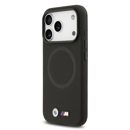 iPhone 17 Pro Max Kılıf BMW Orjinal Lisanslı M-safe Şarj Özellikli Metal Logolu Delikli M Dizayn Deri Kapak