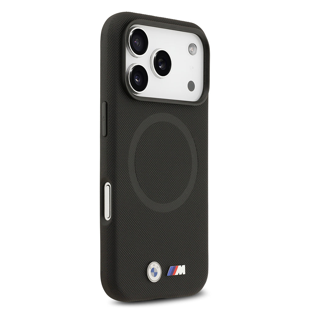 iPhone 17 Pro Max Kılıf BMW Orjinal Lisanslı M-safe Şarj Özellikli Metal Logolu Delikli M Dizayn Deri Kapak