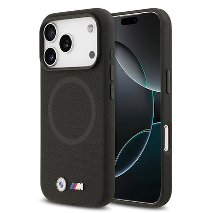 iPhone 17 Pro Max Kılıf BMW Orjinal Lisanslı M-safe Şarj Özellikli Metal Logolu Delikli M Dizayn Deri Kapak