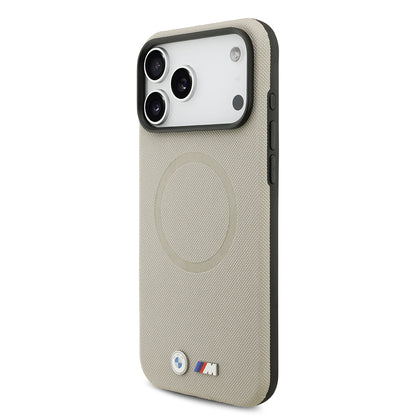 iPhone 17 Pro Max Kılıf BMW Orjinal Lisanslı M-safe Şarj Özellikli Metal Logolu Delikli M Dizayn Deri Kapak