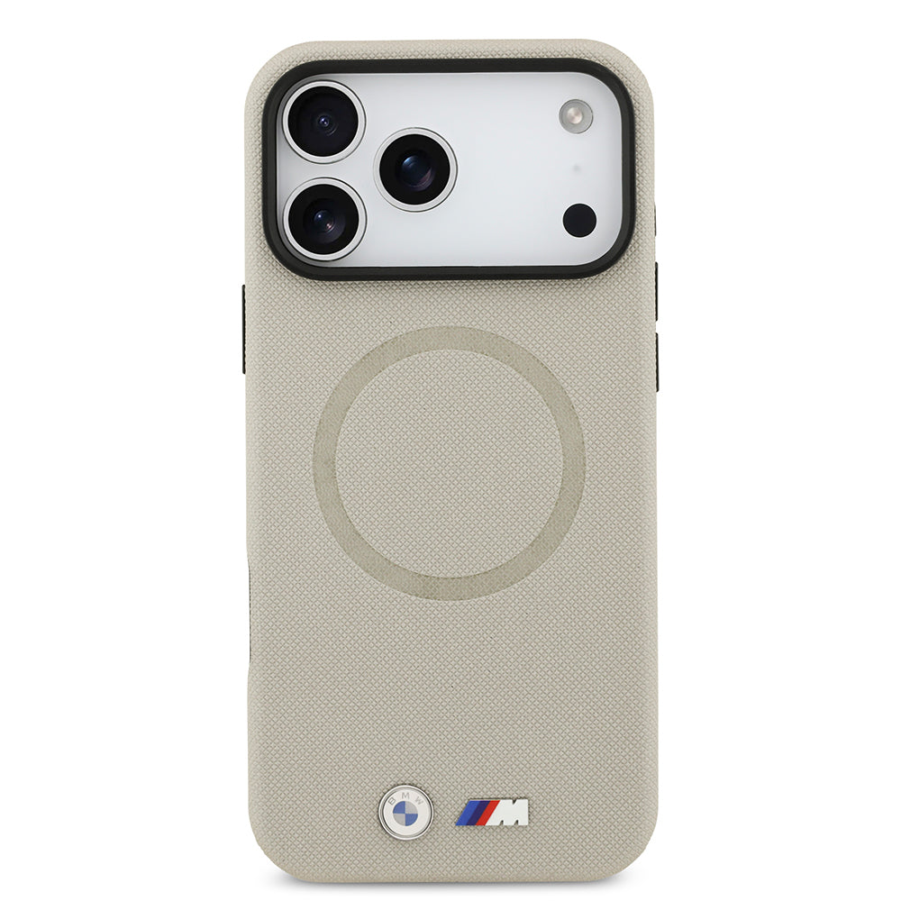iPhone 17 Pro Max Kılıf BMW Orjinal Lisanslı M-safe Şarj Özellikli Metal Logolu Delikli M Dizayn Deri Kapak