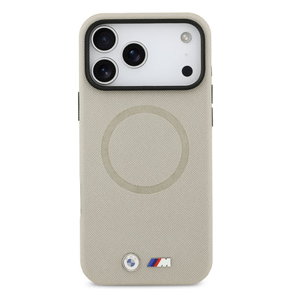 iPhone 17 Pro Max Kılıf BMW Orjinal Lisanslı M-safe Şarj Özellikli Metal Logolu Delikli M Dizayn Deri Kapak